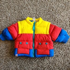 Vintage Looking Multi Color Boys LEGO puffer Jacket, Size 3-6m